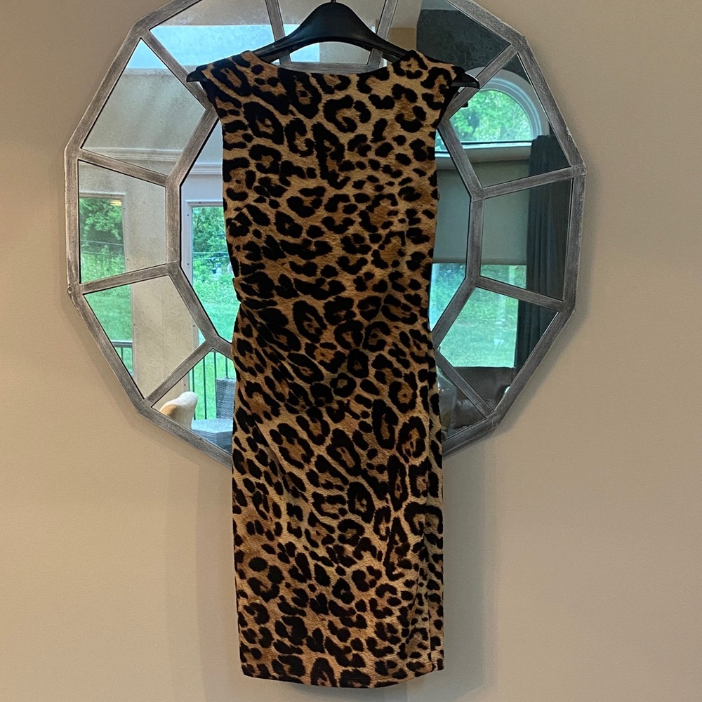 David Meister Leopard-Print Midi Dress in Brown and Black